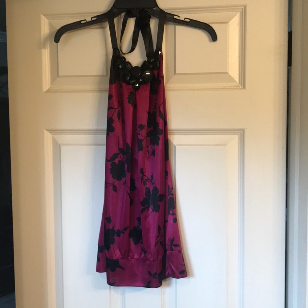 Vibrant purple ribbon halter top